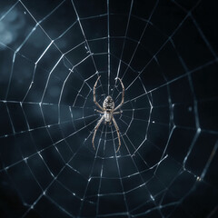 Spider on web at night