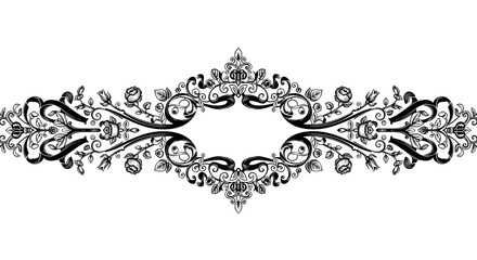 Elegant vintage floral scrollwork design with delicate roses and ornate flourishes