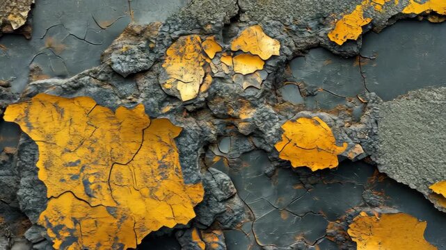 Textured Wall: A detailed, up-close shot highlighting the intricate texture of a weathered wall, featuring peeling paint and exposed layers of raw materials.