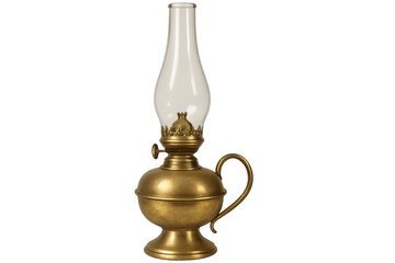 Vintage brass oil lamp with transparent background