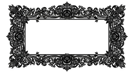 Elegant vintage ornamental frame with roses and ribbons for luxurious invitations and decor