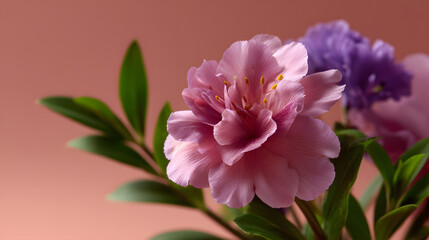 Fototapeta premium Azalea Blossom's Radiance: Capturing the delicate beauty of a vibrant azalea flower, it presents a symphony of color and intricate textures against a soft backdrop. A celebration of nature's artistry.
