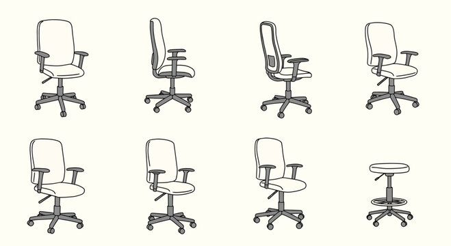 Versatile Office Chairs Arrayed for Collaborative Workspace Design Inspiration, Perfect for Ergonomic Office Furniture Solutions and Modern Interior Planning