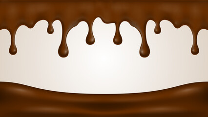 melted chocolate dripping on white background
