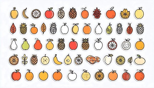 Colorful fruit icons