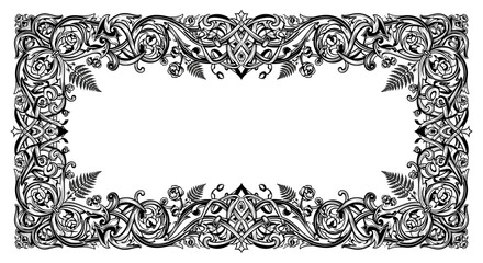 Elegant botanical frame with roses and ferns for invitations or decorative design projects and creative layouts