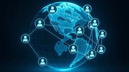 A global digital network connecting people across the world, showcasing the impact of technology on communication and collaboration. - Powered by Adobe