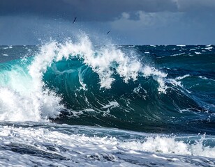 Powerful ocean waves crashing