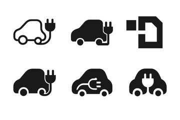 Electric Station Logos. Charging stations. Set Logo of charging stations: Electric car plug icon. harmonious logo variations of the same emblematic concept