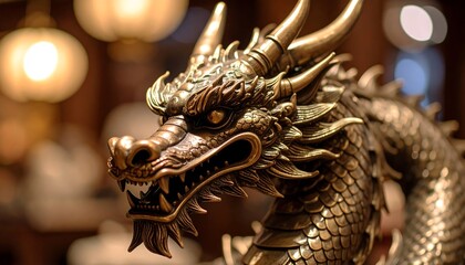 Close-up of a golden dragon statue (1)