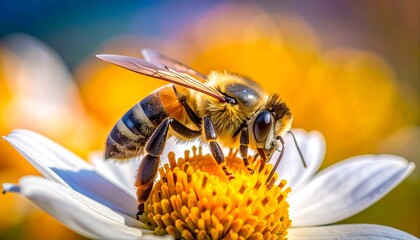 Honeybee on a flower, vibrant colors