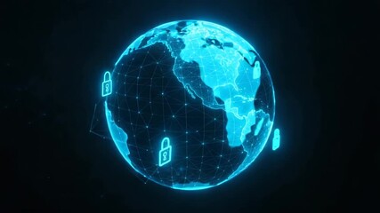 A glowing digital globe surrounded by security locks, representing global connectivity and data protection in the modern world. - Powered by Adobe