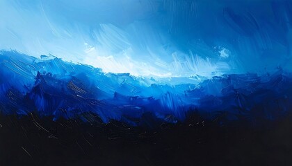 Abstract landscape of deep blues and whites