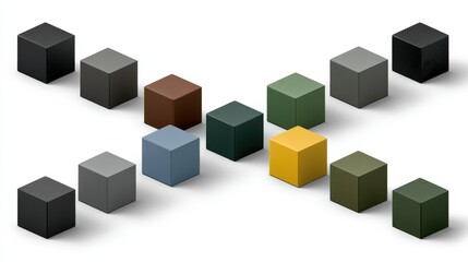 Obraz premium Colorful Geometric Cubes in Various Shades on White Background