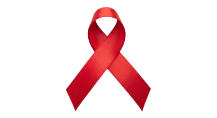 Red ribbon symbol of awareness and support for HIV AIDS.