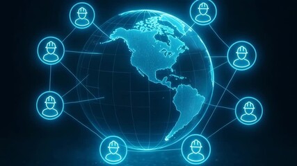 A digital globe connected by network lines, illustrating global communication and interconnectedness among users. - Powered by Adobe