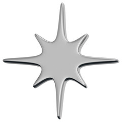 3D Chrome Sparkle Star Icon