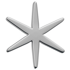 3D Chrome Sparkle Star Icon