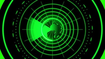 Futuristic globe radar display with glowing continents and digital grid overlay representing. Digital world map and globe concept. Data , and futuristic.network radar futuristic digital earth.4k - Powered by Adobe