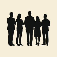 Silhouettes of five business professionals.