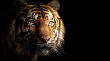 Fototapeta premium Majestic Tiger Staring Intently in Low Light Setting