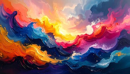 Abstract landscape of swirling colors