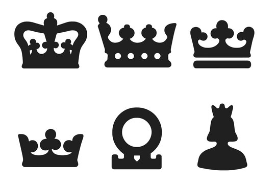 Peerage Icons Grid. Solid, filled icon set of peerage titles: duke, marquess, earl, viscount, baron, baronet, lord, lady. Solid, filled icons in only black