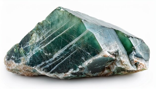Natural Rough Diopside Crystal Cutout On White