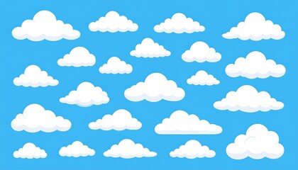Cartoon clouds on a blue background (1)