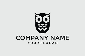 Unique owl logo with minimalist shapes and colors