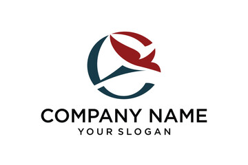 Abstract bird and letter C logo design