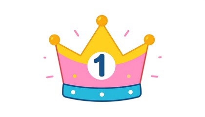 Cartoon crown with a number one