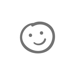 Simple hand-drawn happy face icon on white background