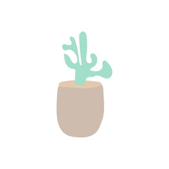 Cute cartoon cactus in a pot, isolated on a white background, vector illustration