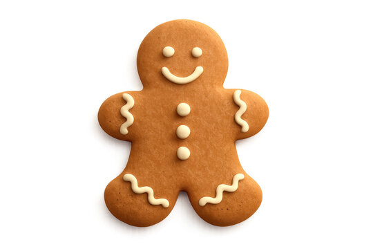 Gingerbread cookie with icing buttons and candy sprinkles isolated for holiday design