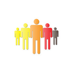 Colorful icon representing a diverse group of individuals forming a cohesive team