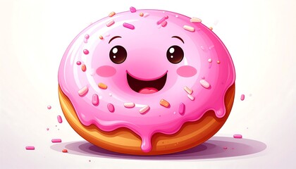 Cartoon donut with a happy expression