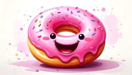 Cartoon donut with happy expression