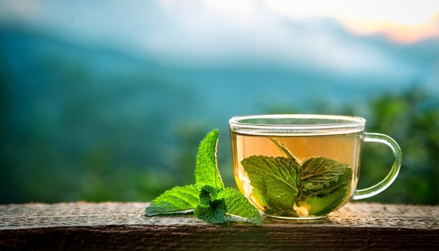 Menthe Tea Drinking Ourdoor