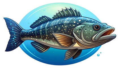 Cartoon fish illustration in profile view