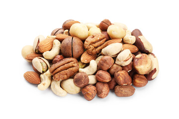 Mix of different nuts isolated on white