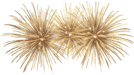 Brilliant Radial Golden Fireworks Glowing Festive Design on Transparent Background