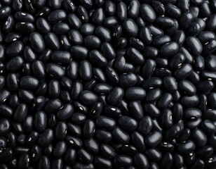 Close-up view of many black beans