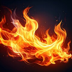 A vibrant, swirling mass of fiery orange and yellow flames against a dark background, with subtle smoke and sparks