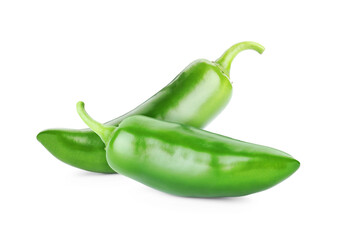 Fresh green jalapeno peppers isolated on white
