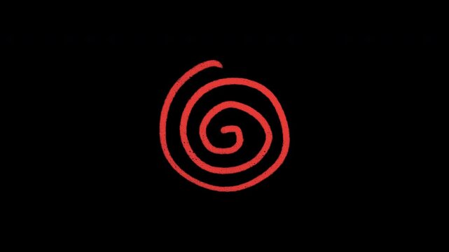 Handdrawn animation brings abstract drawings to life a green squiggle red spiral pink anger and blue wave.