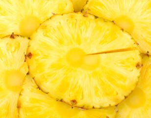 Close-up view of sliced pineapples
