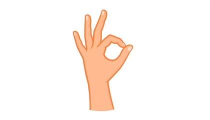 Cartoon hand showing an ok sign