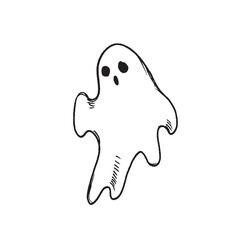Cute, funny cartoon ghost and seal vector illustration for Halloween clipart