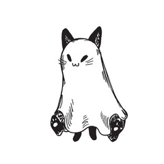 Cute, funny cartoon ghost and seal vector illustration for Halloween clipart